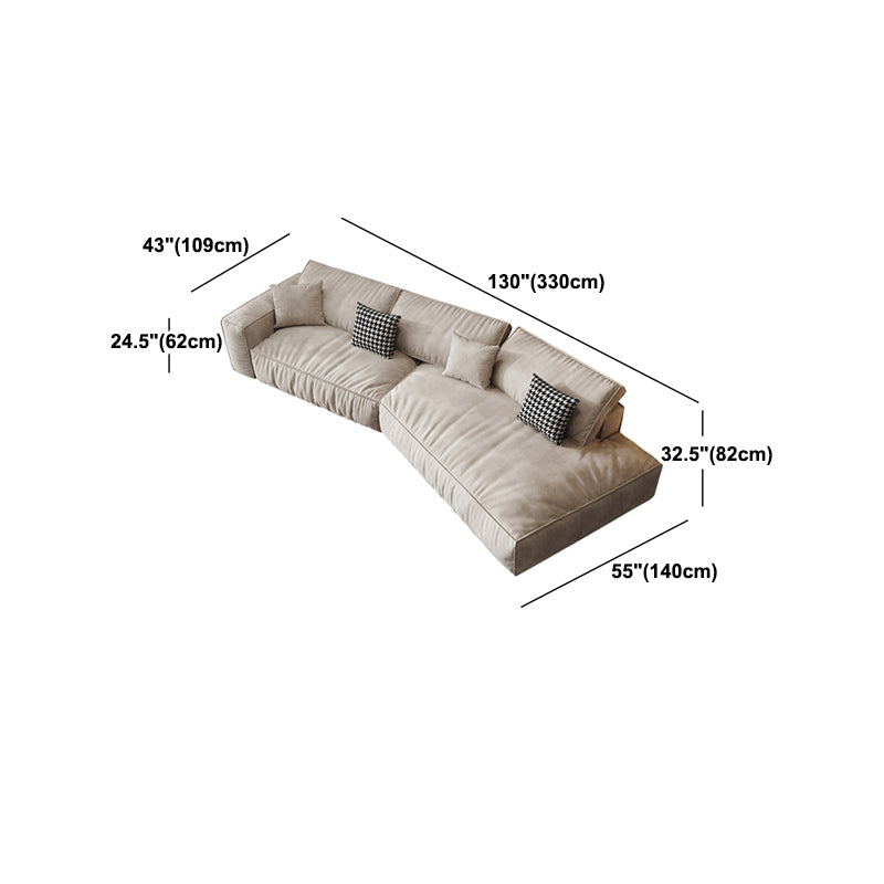 Single Side Armrest with Pillow Back Sofa Bed Cream Cloth Art Sofa