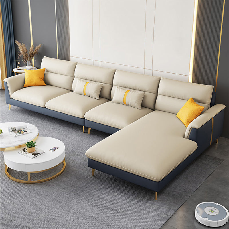 Folding Armrest Cushioning Backrest Sofa Bed White Imitation Leather Solid Wood Frame Sofa