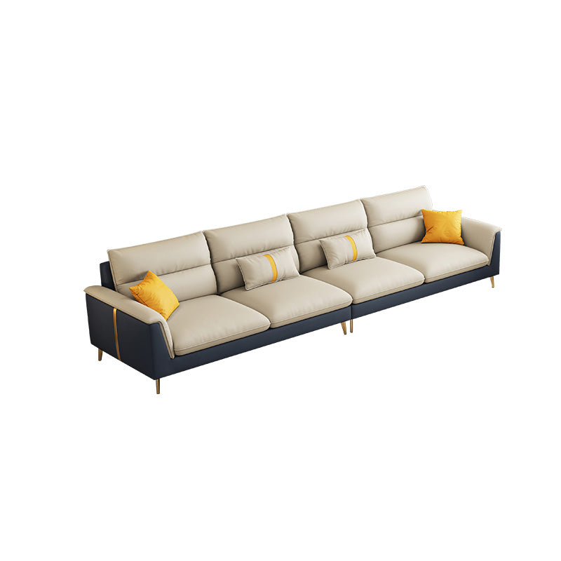 Folding Armrest Cushioning Backrest Sofa Bed White Imitation Leather Solid Wood Frame Sofa