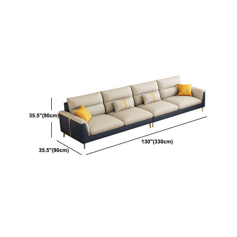 Folding Armrest Cushioning Backrest Sofa Bed White Imitation Leather Solid Wood Frame Sofa