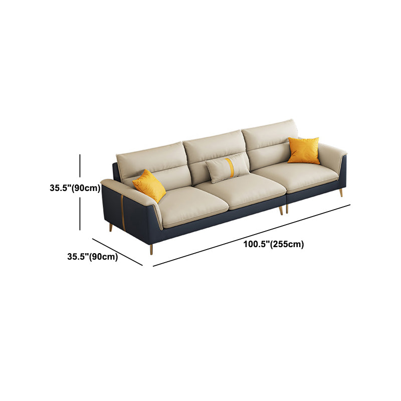 Folding Armrest Cushioning Backrest Sofa Bed White Imitation Leather Solid Wood Frame Sofa