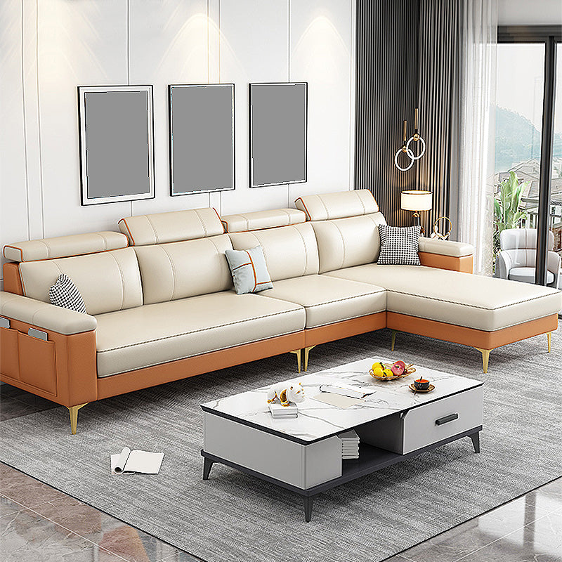 Faux Leather High Back Pillow Top Arm Sectional Wear and Stain-Resistant Sofa