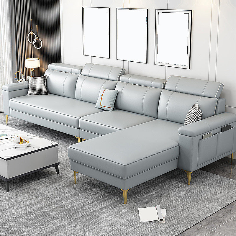 Faux Leather High Back Pillow Top Arm Sectional Wear and Stain-Resistant Sofa