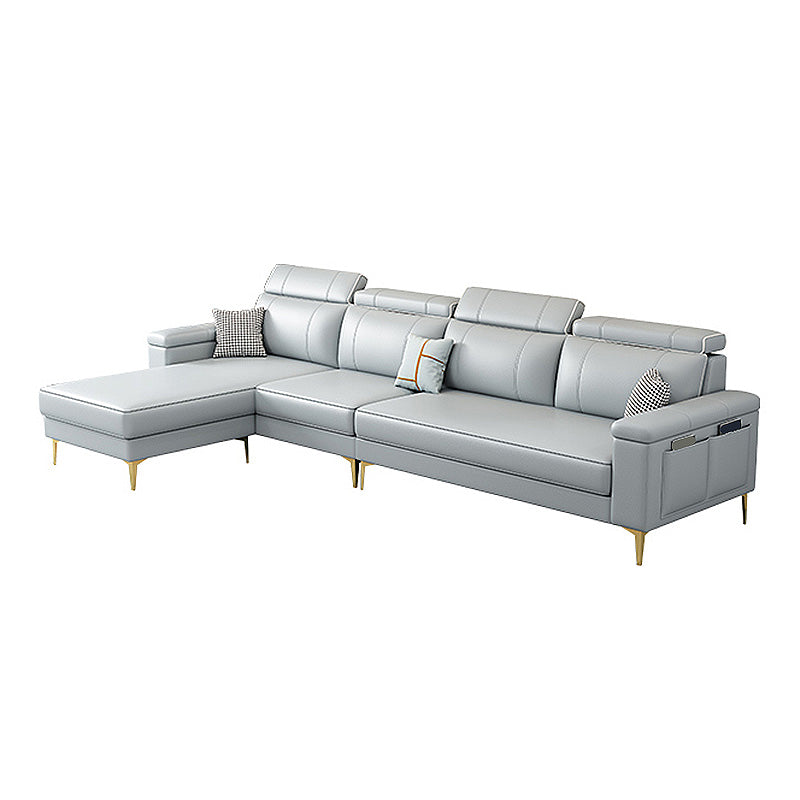 Faux Leather High Back Pillow Top Arm Sectional Wear and Stain-Resistant Sofa