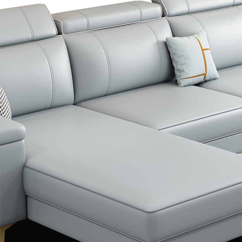 Faux Leather High Back Pillow Top Arm Sectional Wear and Stain-Resistant Sofa