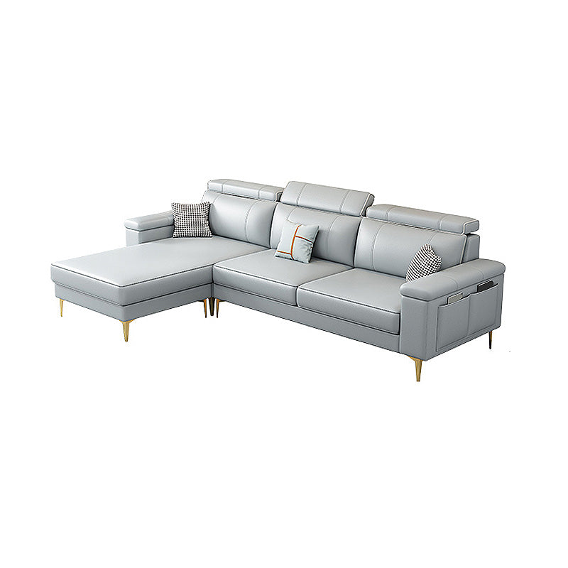 Faux Leather High Back Pillow Top Arm Sectional Wear and Stain-Resistant Sofa
