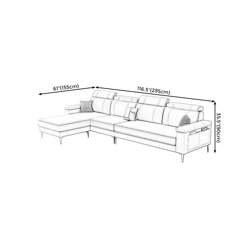 Faux Leather High Back Pillow Top Arm Sectional Wear and Stain-Resistant Sofa