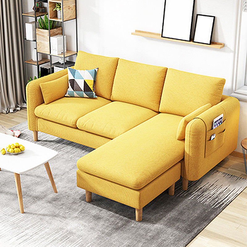 Scandinavian Velvet Removable Cushions Square Arm Sofa Slipcovered Sectional