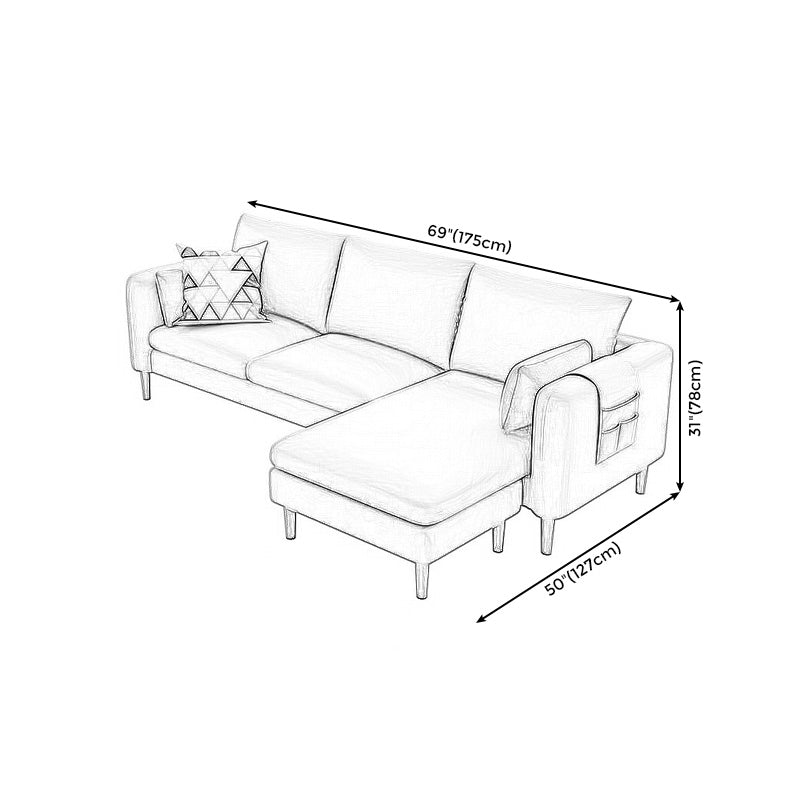 Scandinavian Velvet Removable Cushions Square Arm Sofa Slipcovered Sectional