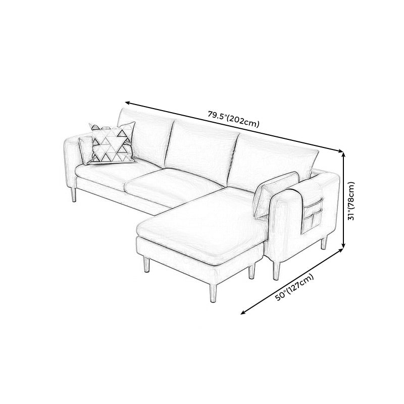 Scandinavian Velvet Removable Cushions Square Arm Sofa Slipcovered Sectional