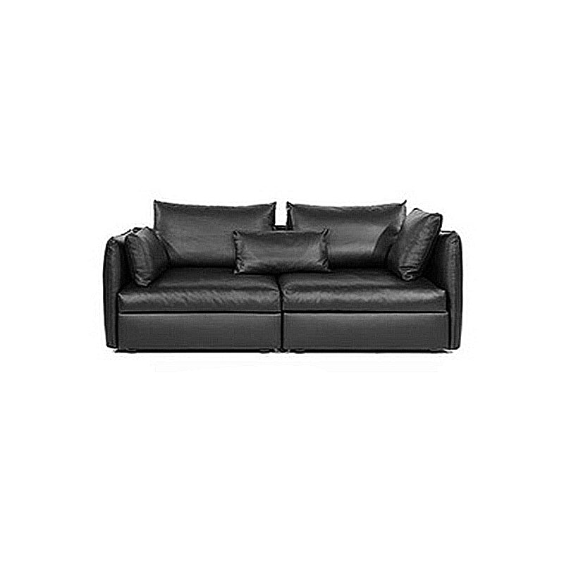 Contemporary Cushion Back Sectional Sofa 35.43"High Track Arm Sofa,Black
