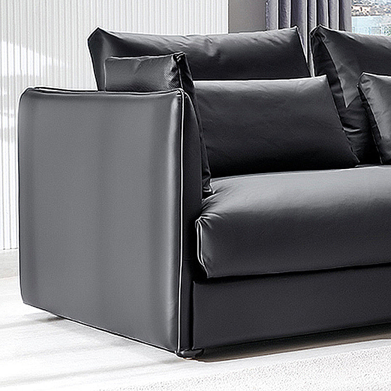 Contemporary Cushion Back Sectional Sofa 35.43"High Track Arm Sofa,Black