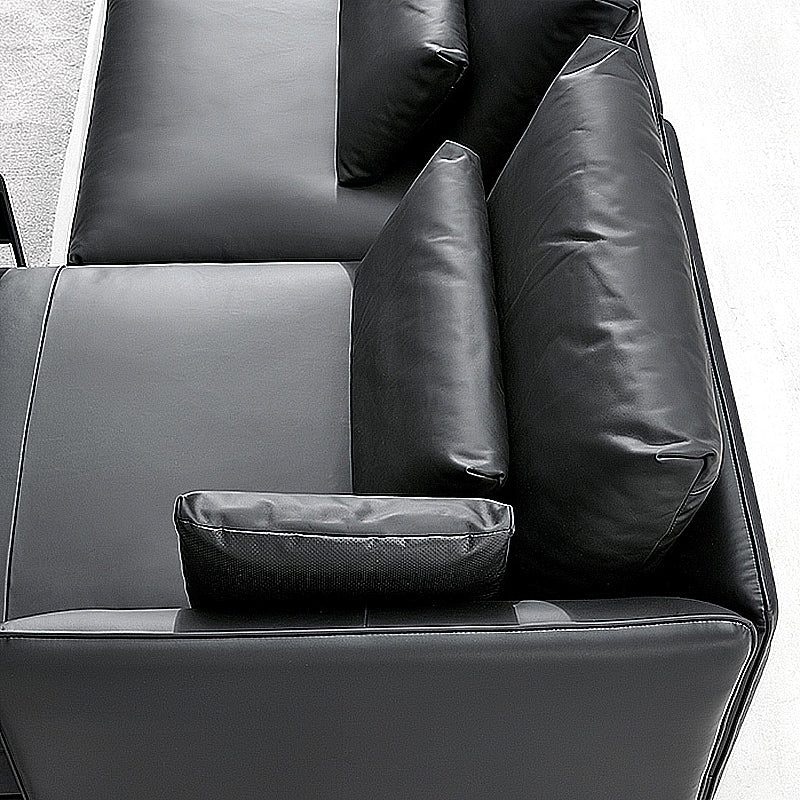 Contemporary Cushion Back Sectional Sofa 35.43"High Track Arm Sofa,Black