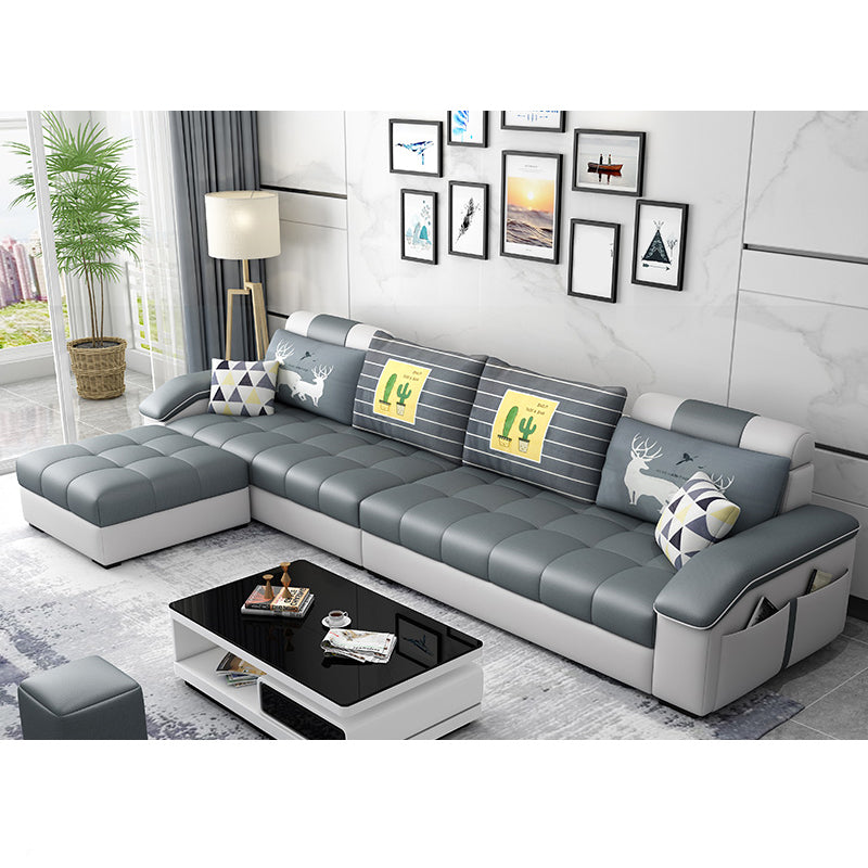 106.3" W √ó 57.09" D √ó 35.43" H Sloped Arms Sectional with Storage and Slipcovered
