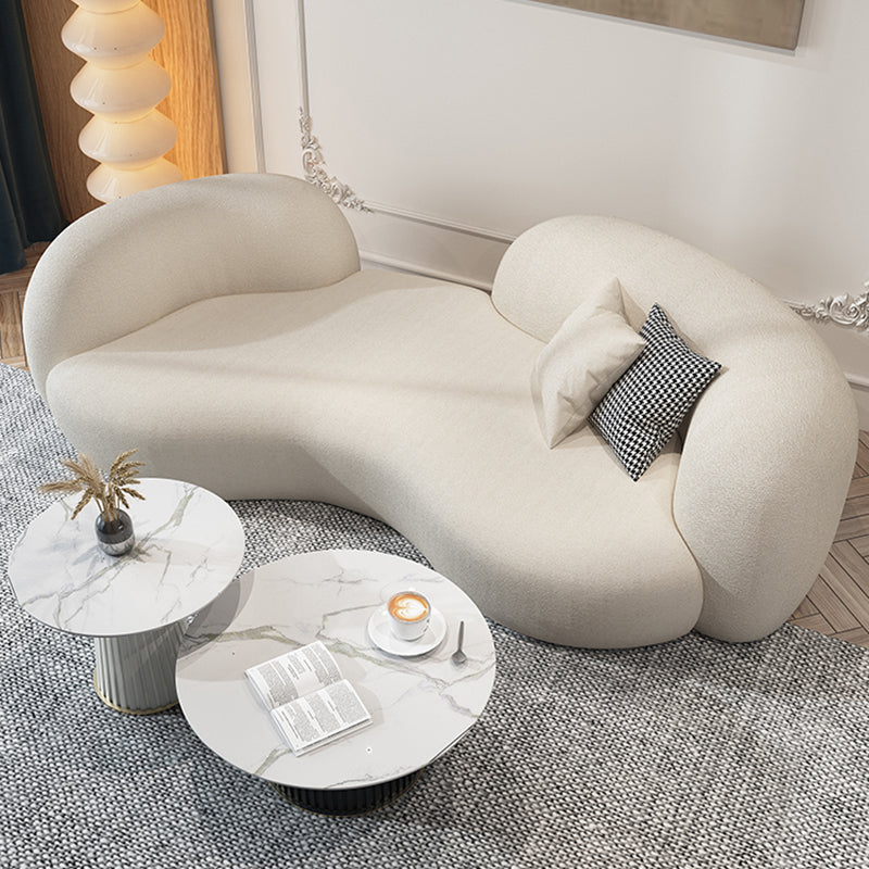 Modern Camel Back Sofa 27.56"High Round Arm Sofa for Apartment, White
