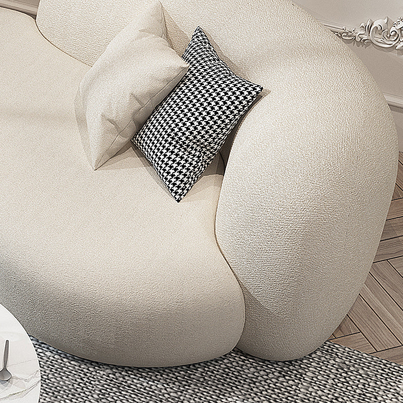 Modern Camel Back Sofa 27.56"High Round Arm Sofa for Apartment, White