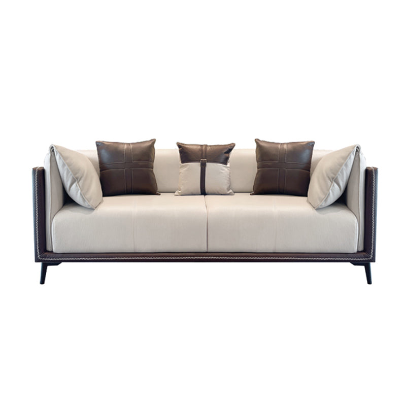 Modern Stain-Resistant Faux Leather Pillow Top Arm Sofa/Sectional for Living Room