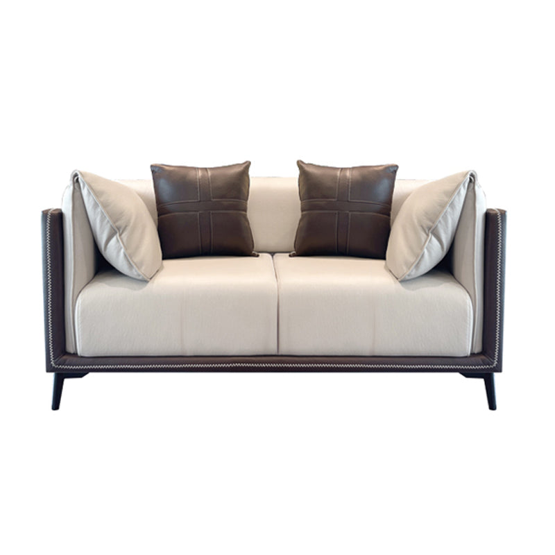 Modern Stain-Resistant Faux Leather Pillow Top Arm Sofa/Sectional for Living Room