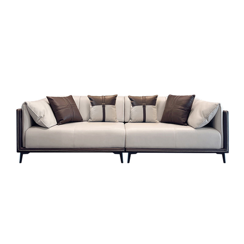 Modern Stain-Resistant Faux Leather Pillow Top Arm Sofa/Sectional for Living Room