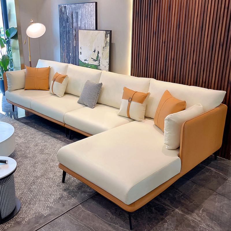 Modern Stain-Resistant Faux Leather Pillow Top Arm Sofa/Sectional for Living Room