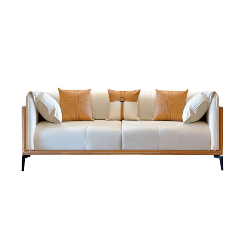 Modern Stain-Resistant Faux Leather Pillow Top Arm Sofa/Sectional for Living Room