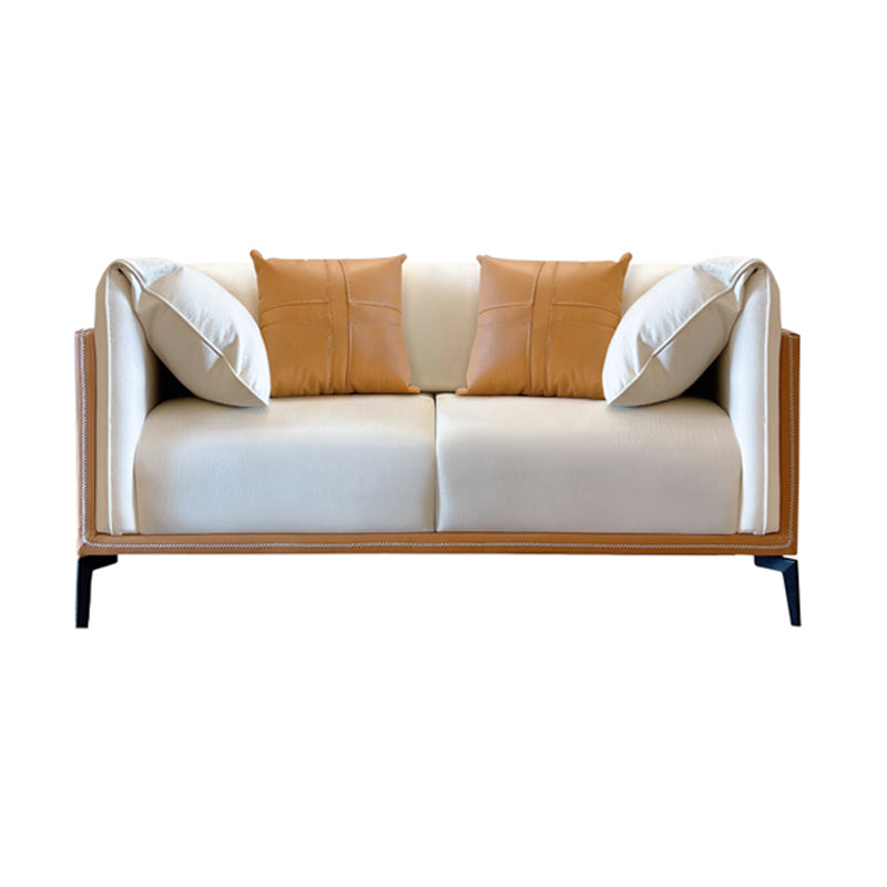 Modern Stain-Resistant Faux Leather Pillow Top Arm Sofa/Sectional for Living Room