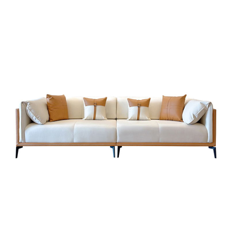 Modern Stain-Resistant Faux Leather Pillow Top Arm Sofa/Sectional for Living Room