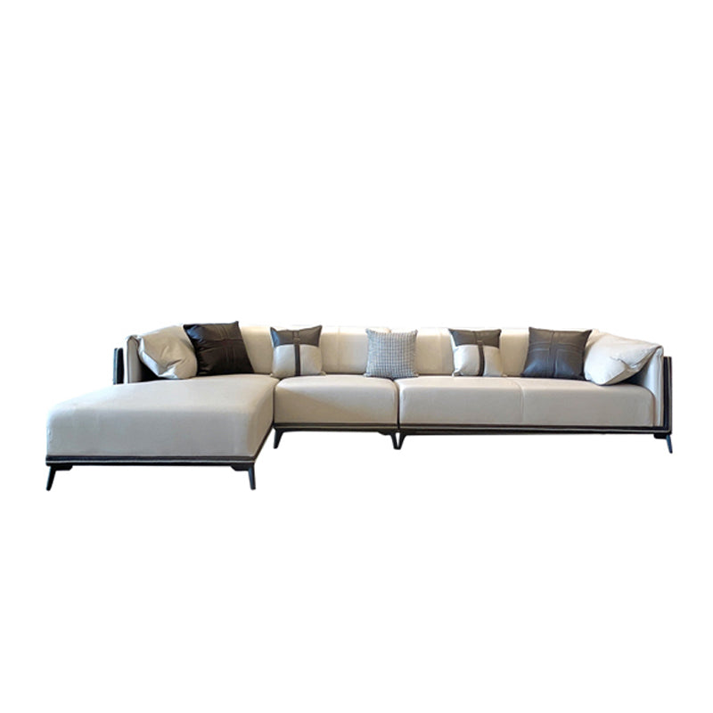 Modern Stain-Resistant Faux Leather Pillow Top Arm Sofa/Sectional for Living Room