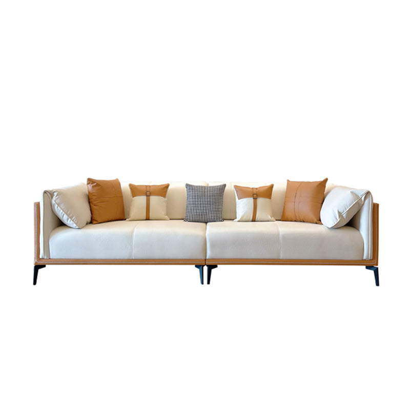 Modern Stain-Resistant Faux Leather Pillow Top Arm Sofa/Sectional for Living Room