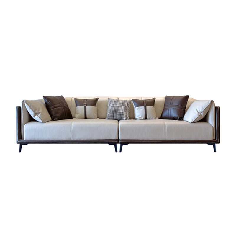 Modern Stain-Resistant Faux Leather Pillow Top Arm Sofa/Sectional for Living Room