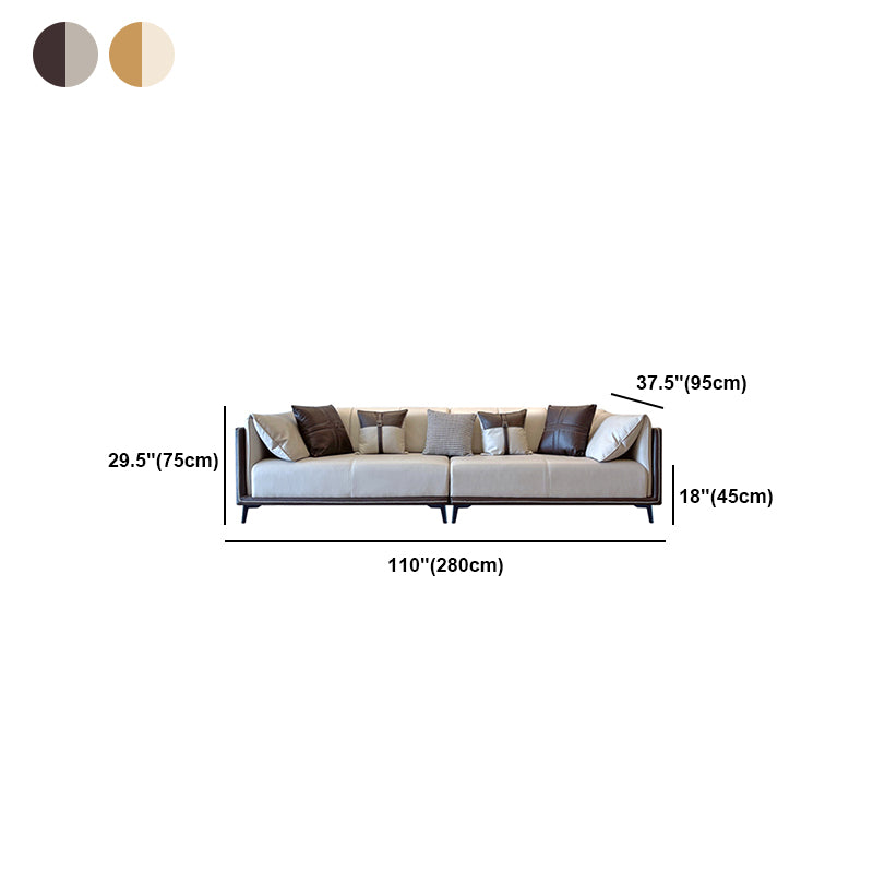 Modern Stain-Resistant Faux Leather Pillow Top Arm Sofa/Sectional for Living Room