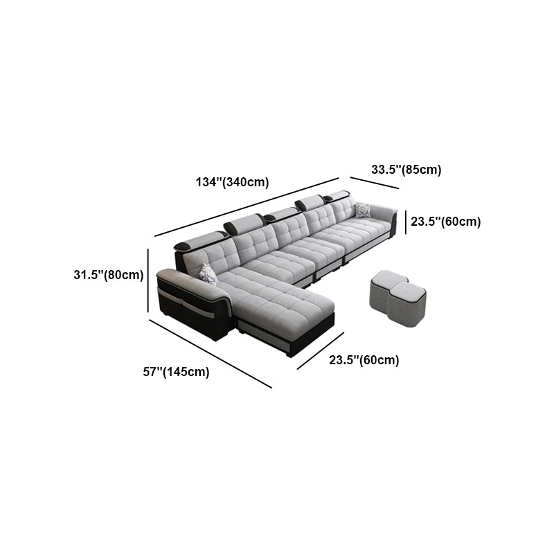 Light-grey Pillow Top Arm Modern Sofa/Sectional with Removable Cushions for Apartment