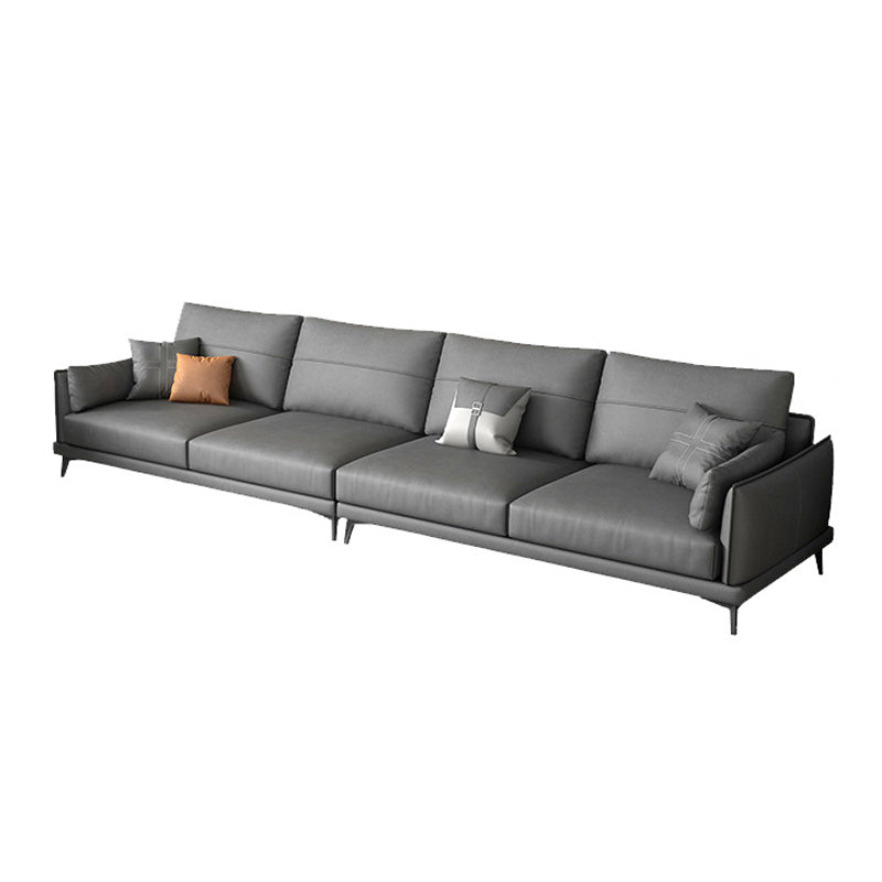 Modern Faux leather Sectional Sofa Dark Gray Cushion Back Sectional for Living Room