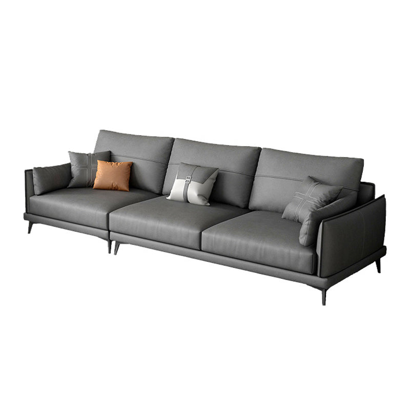 Modern Faux leather Sectional Sofa Dark Gray Cushion Back Sectional for Living Room