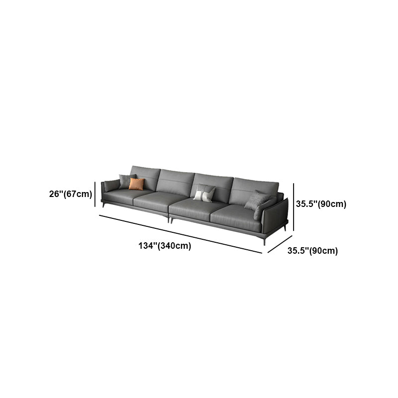 Modern Faux leather Sectional Sofa Dark Gray Cushion Back Sectional for Living Room