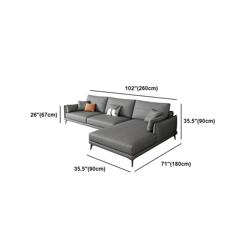 Modern Faux leather Sectional Sofa Dark Gray Cushion Back Sectional for Living Room