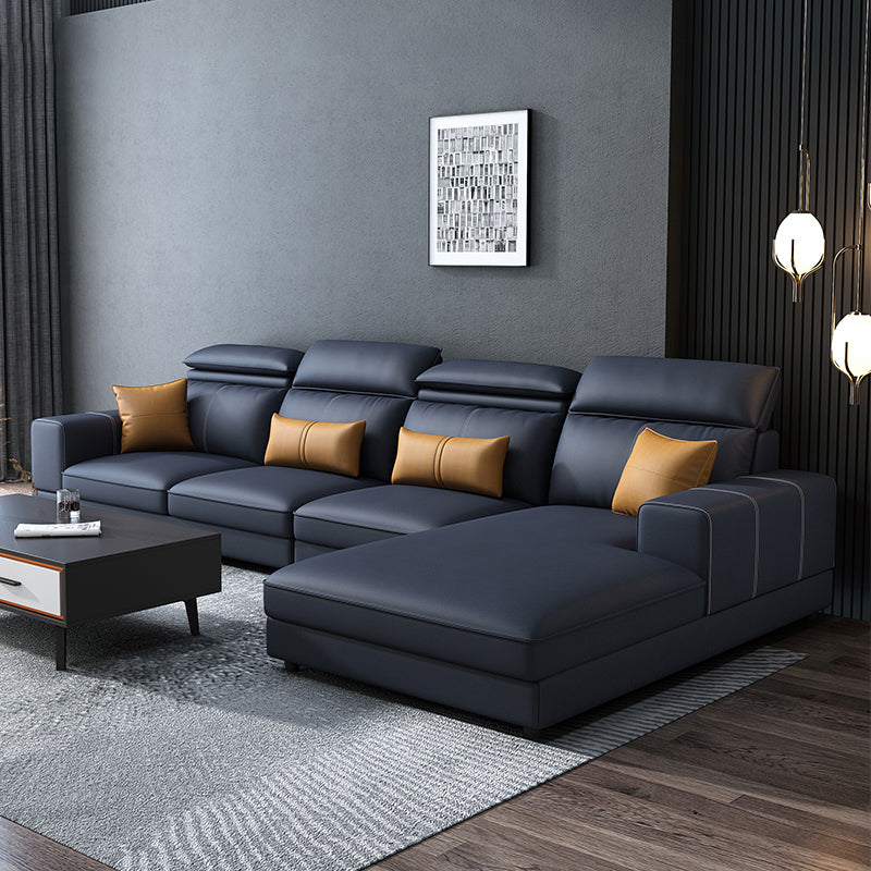 L-Shape High Back Faux Leather Square Arm Sectional with Wear-Resisting