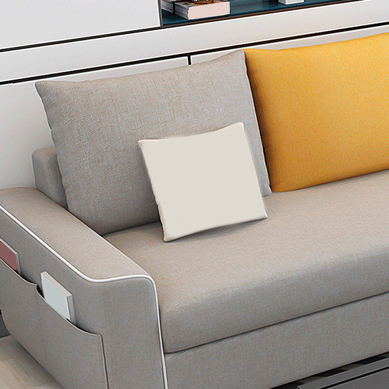 L-Shape Linen Blend Square Arm Sectional with Slipcovered and Storage