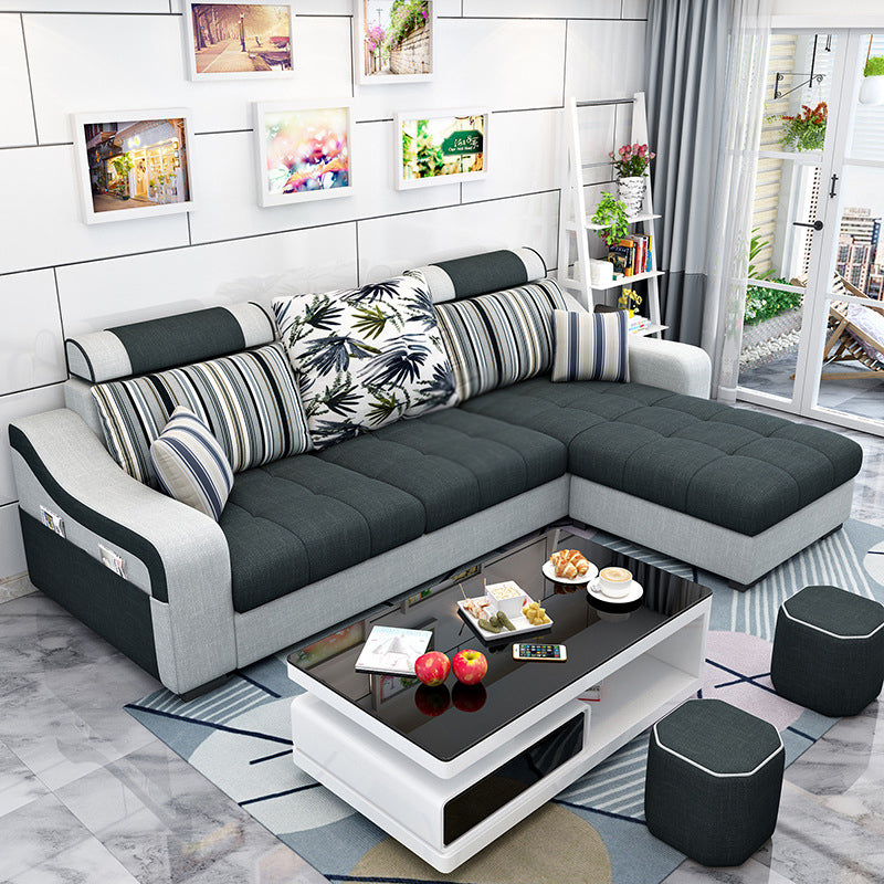 Sloped Arms Sectionals 106.3"D x 57"W High Back Sofa with Storage
