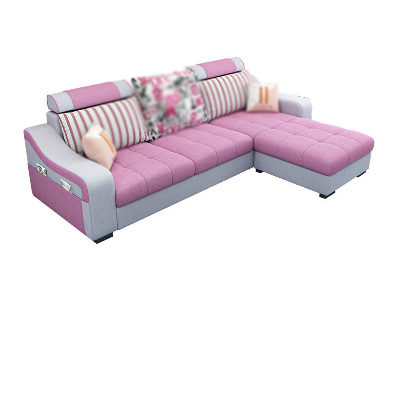 Sloped Arms Sectionals 106.3"D x 57"W High Back Sofa with Storage