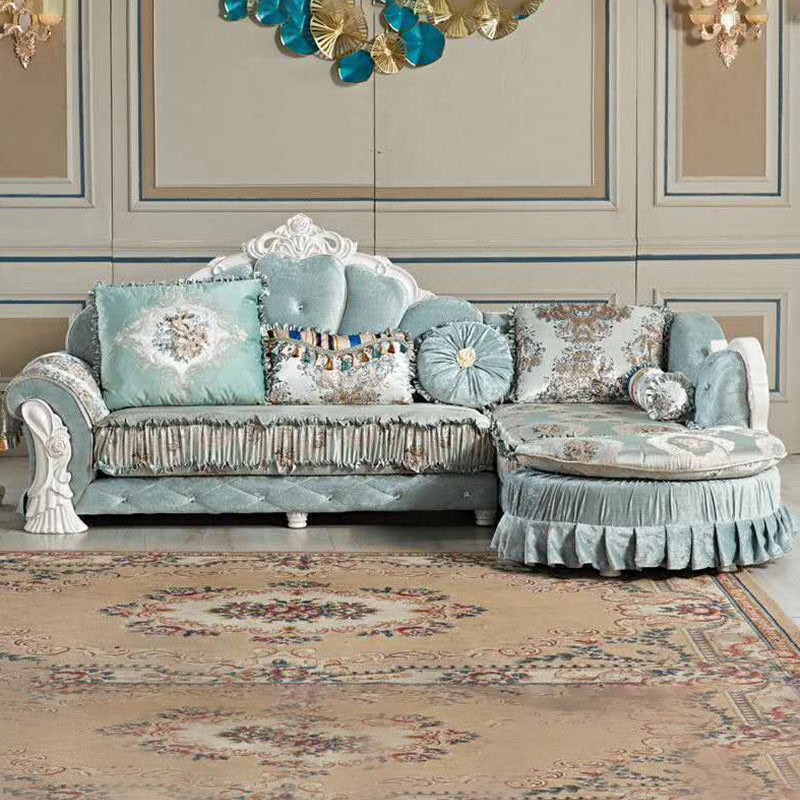 3/4-Seater Velvet Sectional Sofa L-Shape Flared Arm Sofa Sectional