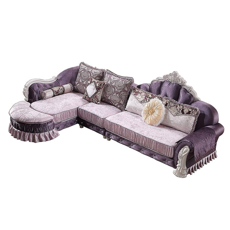 3/4-Seater Velvet Sectional Sofa L-Shape Flared Arm Sofa Sectional