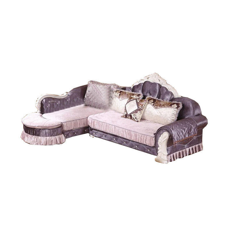 3/4-Seater Velvet Sectional Sofa L-Shape Flared Arm Sofa Sectional
