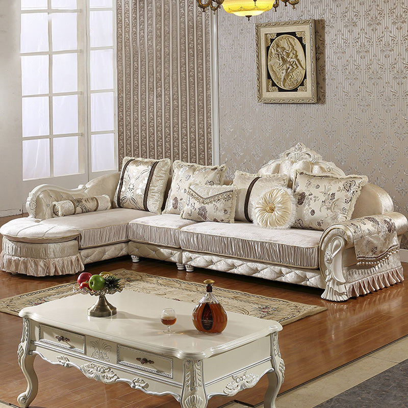 3/4-Seater Velvet Sectional Sofa L-Shape Flared Arm Sofa Sectional