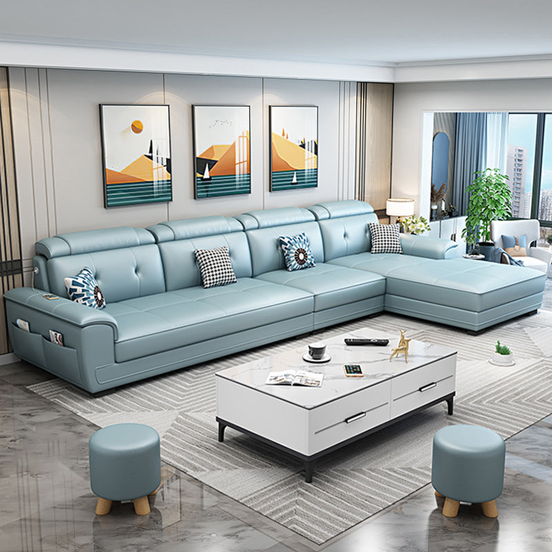 Faux Leather L-Shape 4-Seater Sectional with Storage and Cushion Back