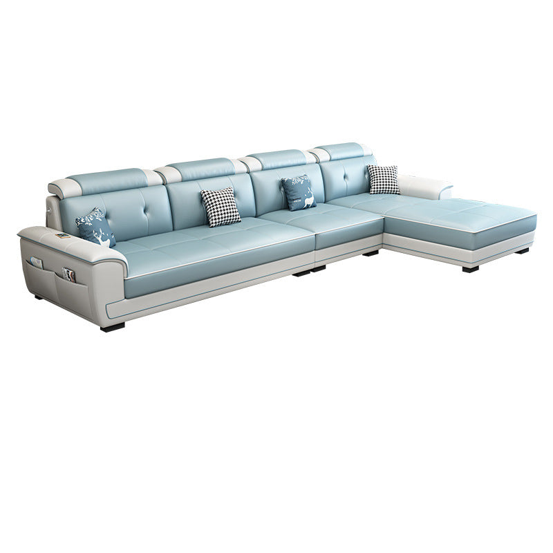 Faux Leather L-Shape 4-Seater Sectional with Storage and Cushion Back