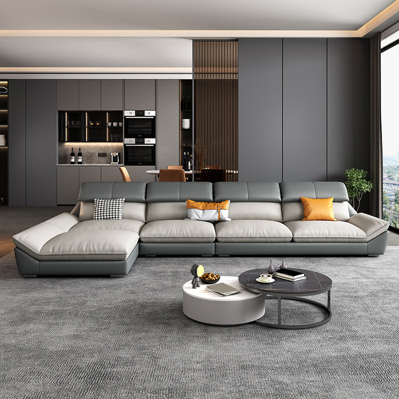 Contemporary Light-grey Sofa/Sentional with Pillow Top Arm 35.43"