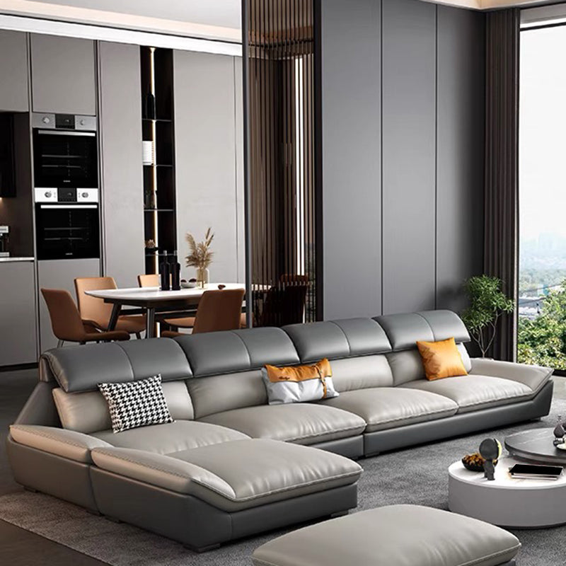 Contemporary Light-grey Sofa/Sentional with Pillow Top Arm 35.43"