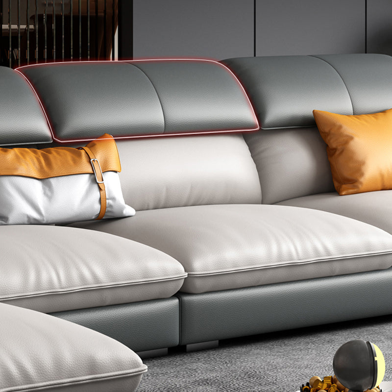 Contemporary Light-grey Sofa/Sentional with Pillow Top Arm 35.43"
