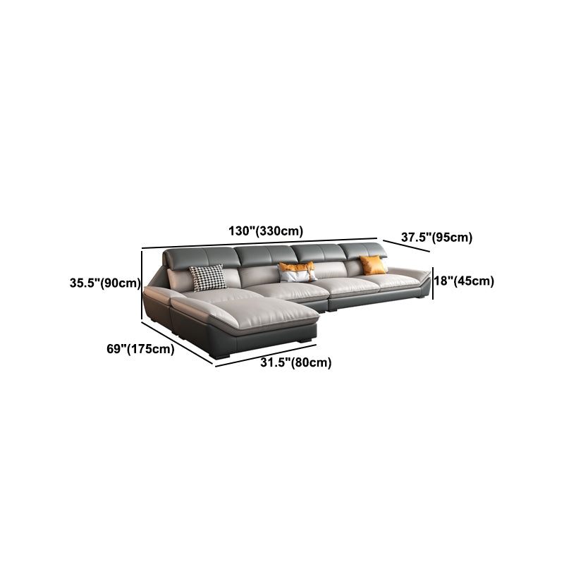 Contemporary Light-grey Sofa/Sentional with Pillow Top Arm 35.43"